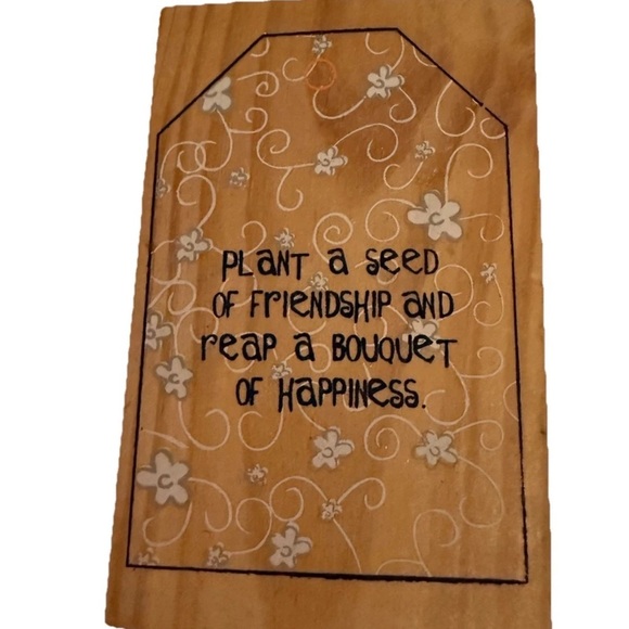 Wooden Friendship Plaque with Floral Design - Picture 1 of 2